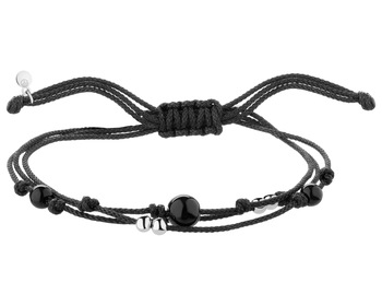 Rhodium Plated Silver Bracelet with Glass