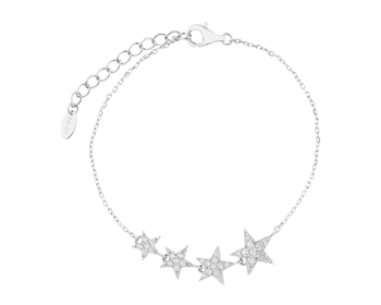 Rhodium Plated Silver Bracelet with Cubic Zirconia