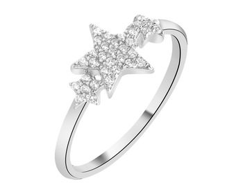 Rhodium Plated Silver Ring with Cubic Zirconia