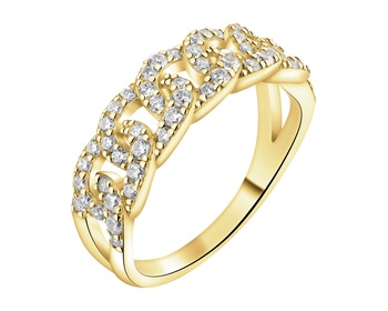 Gold-Plated Silver Band Ring with Cubic Zirconia