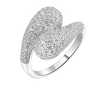 Rhodium Plated Silver Ring with Cubic Zirconia