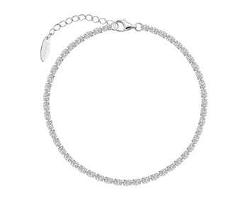 Rhodium Plated Silver Tennis Bracelet with Cubic Zirconia