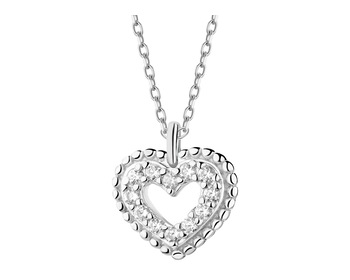 Rhodium Plated Silver Necklace with Cubic Zirconia