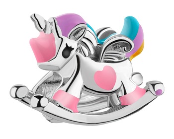 Rhodium Plated Silver Beads For Kids Pendant 