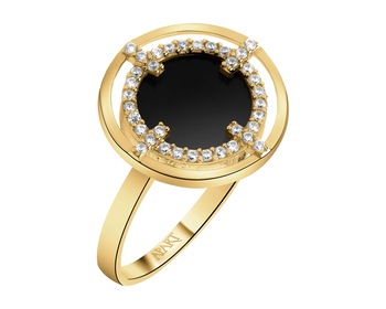14 K Yellow Gold Ring with Synthetic Onyx