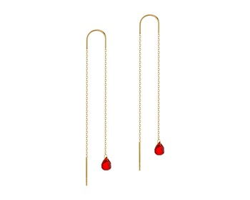 8 K Yellow Gold Dangling Earring with Cubic Zirconia