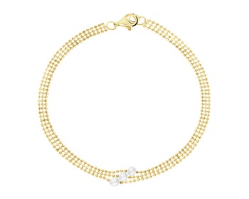 9 K Yellow Gold Bracelet with Pearl Of Majorca