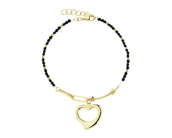 14 K Yellow Gold Bracelet with Synthetic Onyx