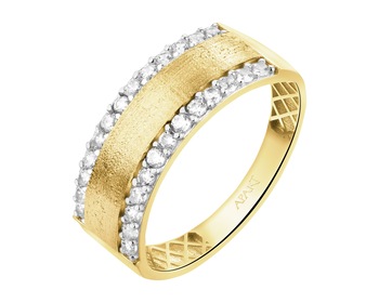 14 K Rhodium-Plated Yellow Gold Ring with Cubic Zirconia