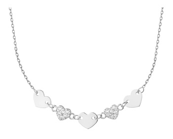 Rhodium Plated Silver Necklace with Cubic Zirconia