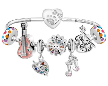 Rhodium Plated Silver Beads For Kids Set with Cubic Zirconia