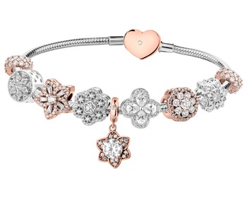 Rhodium-Plated And Oxidized Silver Set with Cubic Zirconia