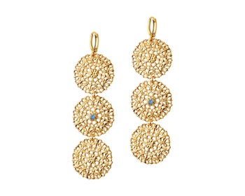 Gold-Plated Bronze Dangling Earring with Cubic Zirconia