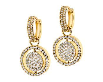 Gold-Plated Brass Dangling Earring with Cubic Zirconia