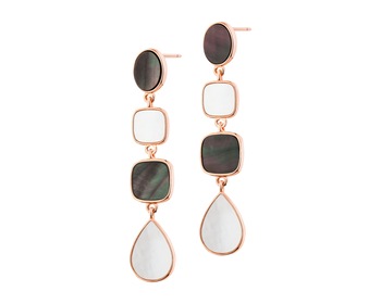 Gold-Plated Brass, Gold-Plated Silver Dangling Earring with Mother Of Pearl