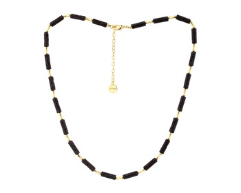 Gold-Plated Brass Necklace with Volcanic Rock