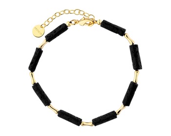 Gold-Plated Brass Bracelet with Volcanic Rock