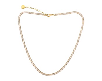 Gold-Plated Brass Necklace with Cubic Zirconia