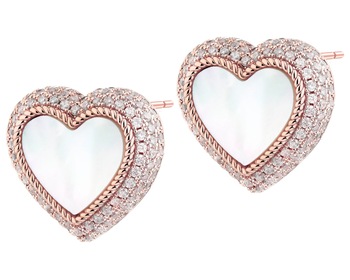 Gold-Plated Brass, Gold-Plated Silver Earrings with Cubic Zirconia