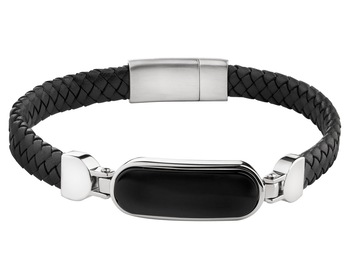 Stainless Steel Bracelet with Onyx