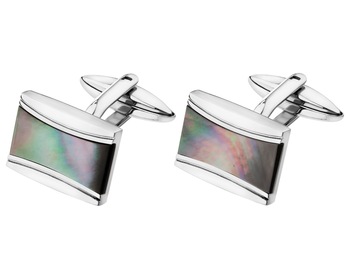 Stainless Steel Cufflink with Mother Of Pearl