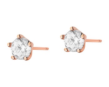 14 K Pink Gold Earrings with Cubic Zirconia
