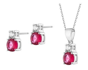 Rhodium Plated Silver Set with Cubic Zirconia