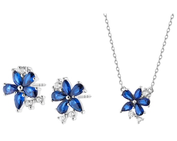 Rhodium Plated Silver Set with Cubic Zirconia