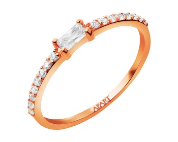 14 K Pink Gold Ring with Cubic Zirconia
