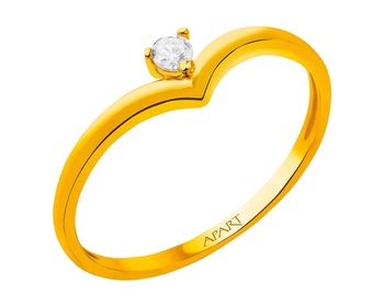 8 K Yellow Gold Ring with Cubic Zirconia