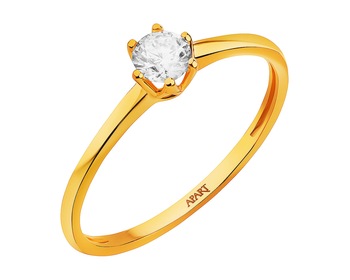 8 K Yellow Gold Ring with Cubic Zirconia