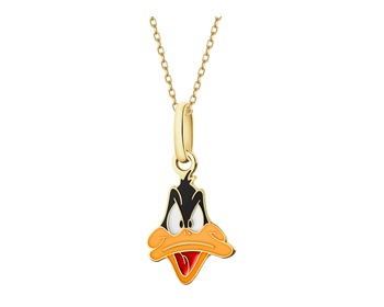 9K Gold Pendant with Enamel - Looney Tunes, Daffy Duck, Warner Bros. Discovery