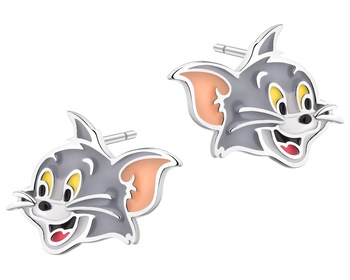 Silver earrings with enamel - Tom and Jerry, Tom, Warner Bros. Discovery