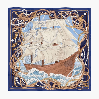 Silk scarf with a ship