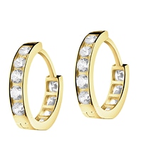 9 K Yellow Gold Hoop Earring with Cubic Zirconia