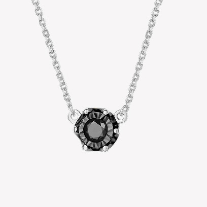 White gold necklace with black stone