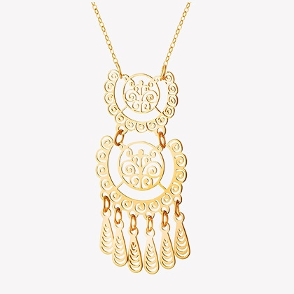 Gold pendant with a dreamcatcher motif