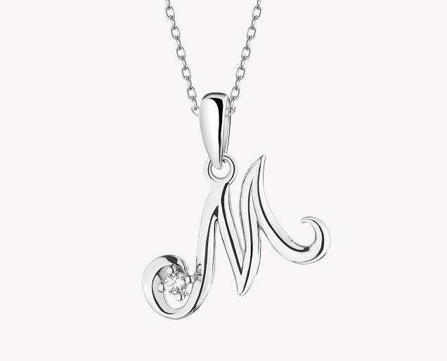 Silver pendant - letter M