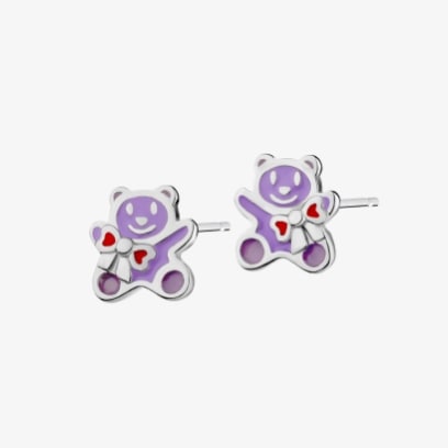 Silver earrings with enamel - teddy bears
