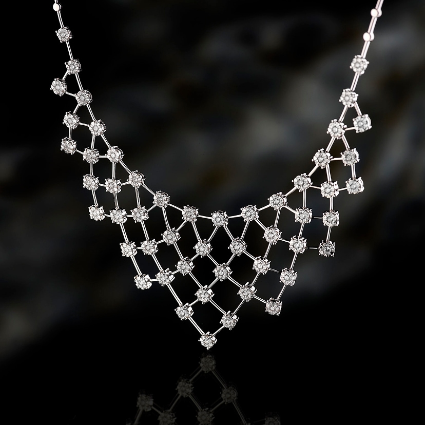 White gold necklace with diamonds