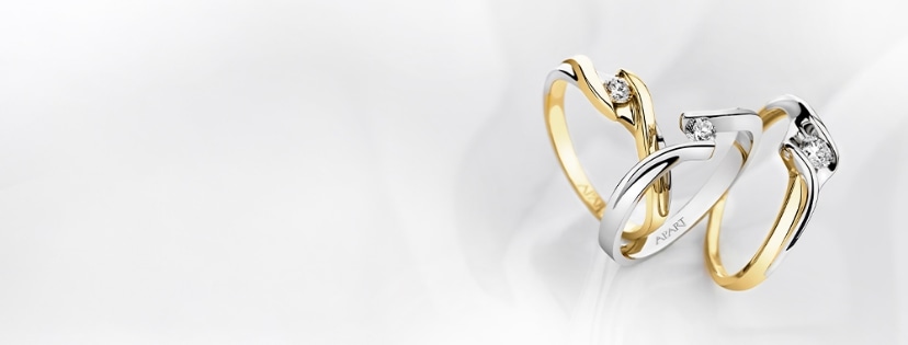 single diamond rings in different gold values