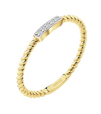 9 K Rhodium-Plated Yellow Gold Ring with Diamonds