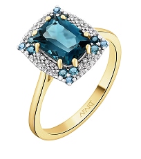 14 K Rhodium-Plated Yellow Gold Ring