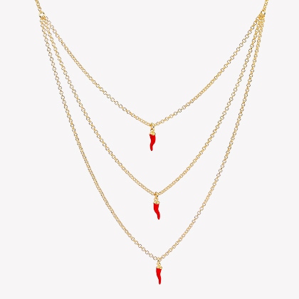 Gold-plated bronze necklace with enamel - cornucopia