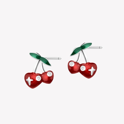 Silver earrings - Cherries themed jewellery