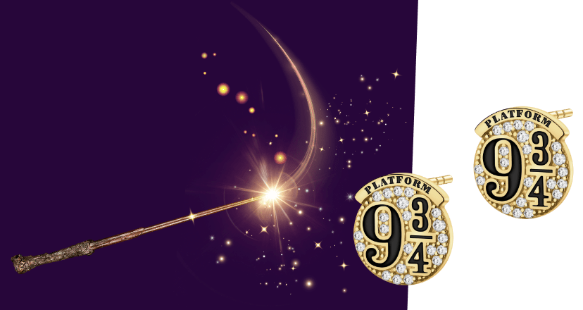 silver earrings with zircons and enamel - Harry Potter, platform 9 and ¾