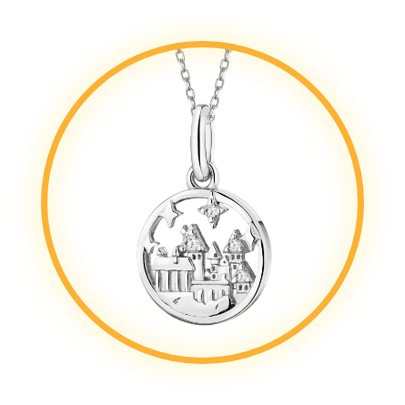 Silver pendant with zircons - Harry Potter, Hogwarts Castle